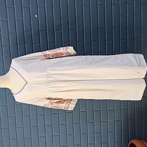 Madewell Linen/Cotton cream white embroidered dress.Size M.